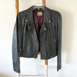 Hinge Buttery Soft Real Black Leather Moto Jacket Silver Hardware Lamb Medium